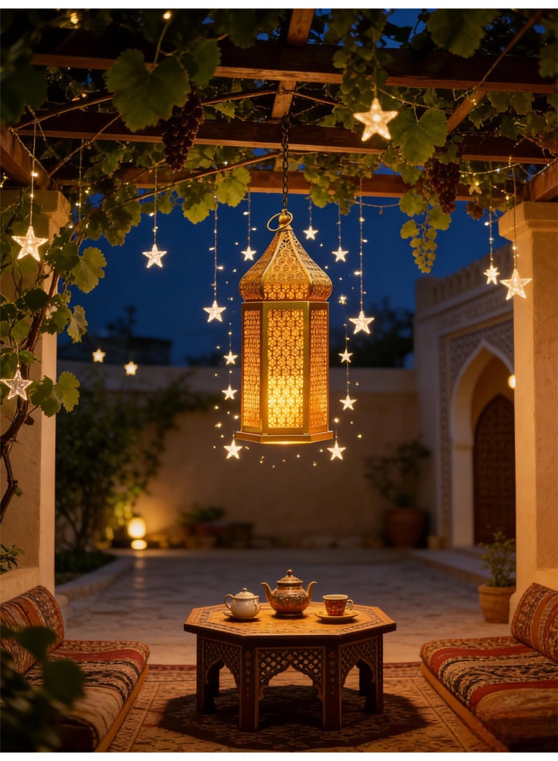 فانوس عيد مبارك رمضان، أضواء رمضان LED ذهبية – زينة رمضان مقاومة للماء تعمل بالبطارية لتزيين المنزل بأجواء دافئة - Image 3